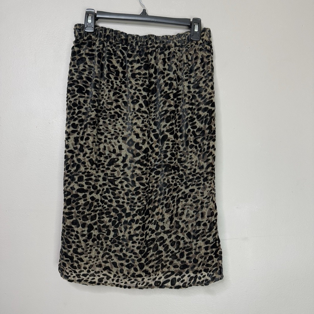 Rachel Zoe Women's Sz S Leopard Burnout Velvet Faux Wrap Ruffle Midi Skirt Black - Picture 2 of 16